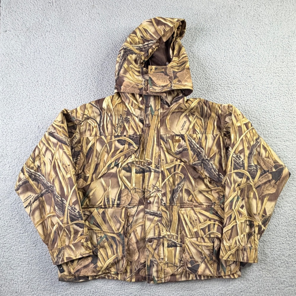 VTG Woolrich Advantage Wetlands Camo Hood Duck Hunting Jacket Made In Taiwan XL